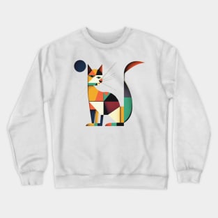 Geometric Cats Colorful Abstract Design Crewneck Sweatshirt